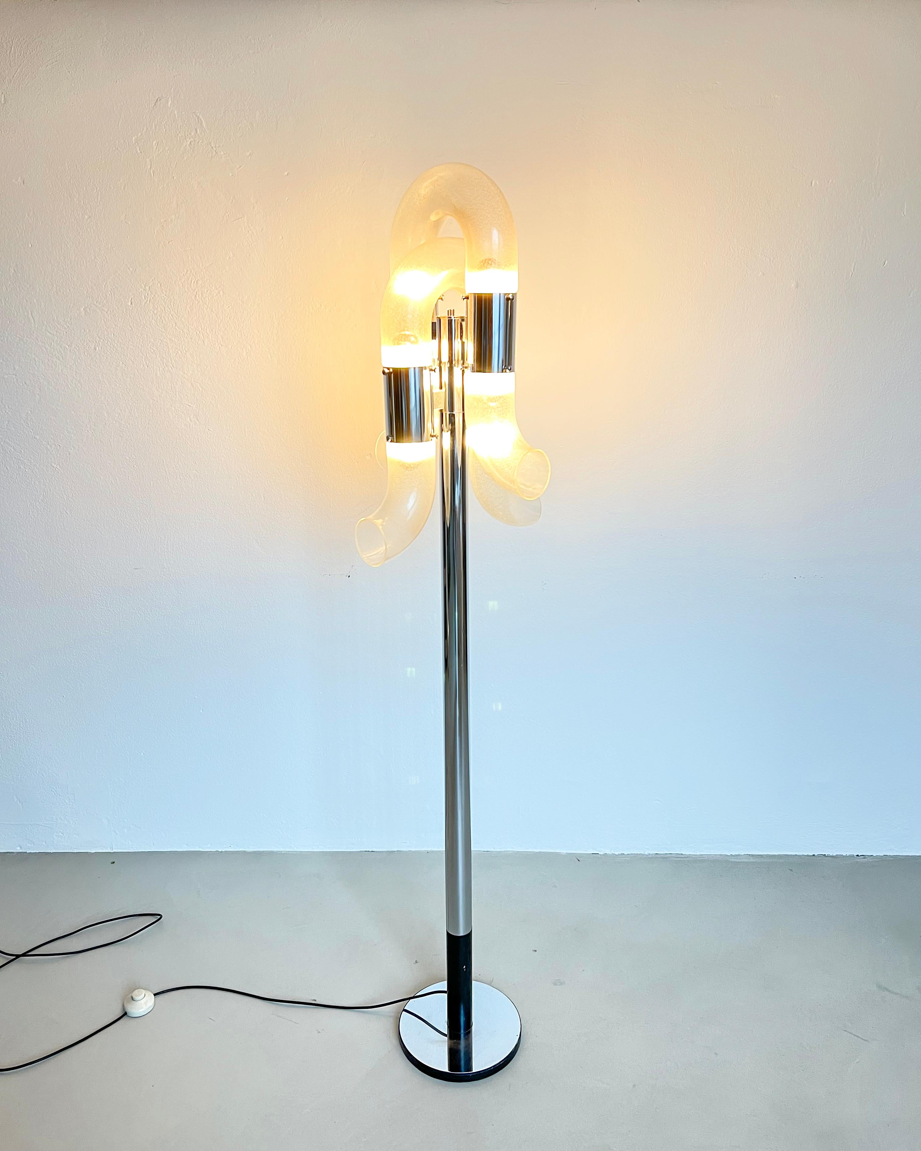 Vintage 1960s Nason Catena Floor Lamp, Italian Space Age, Murano Glass and Metal For Sale 4