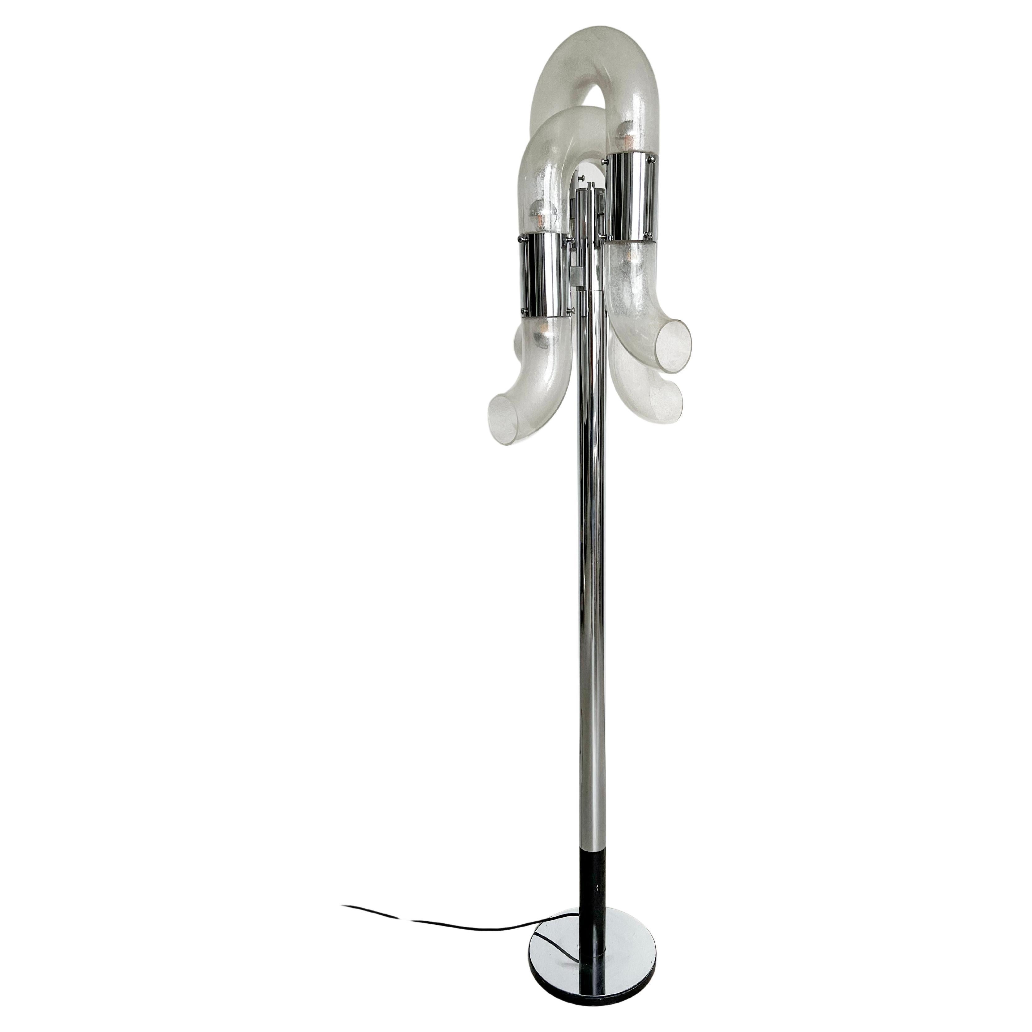 Vintage 1960s Nason Catena Floor Lamp, Italian Space Age, Murano Glass and Metal For Sale