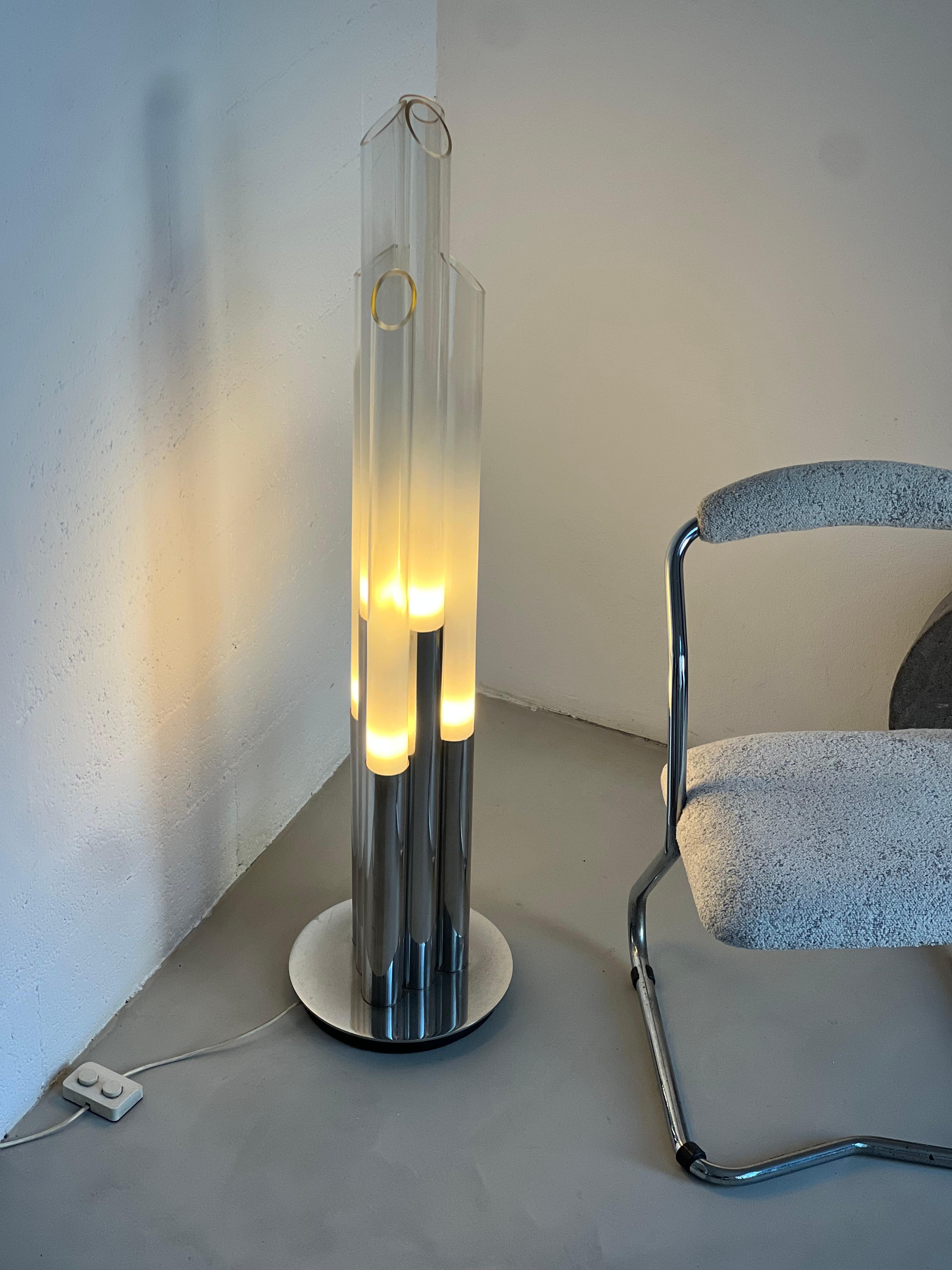 Vintage 1960s Nason, Mazzega, Murano Glass and Metal floor lamp For Sale 9