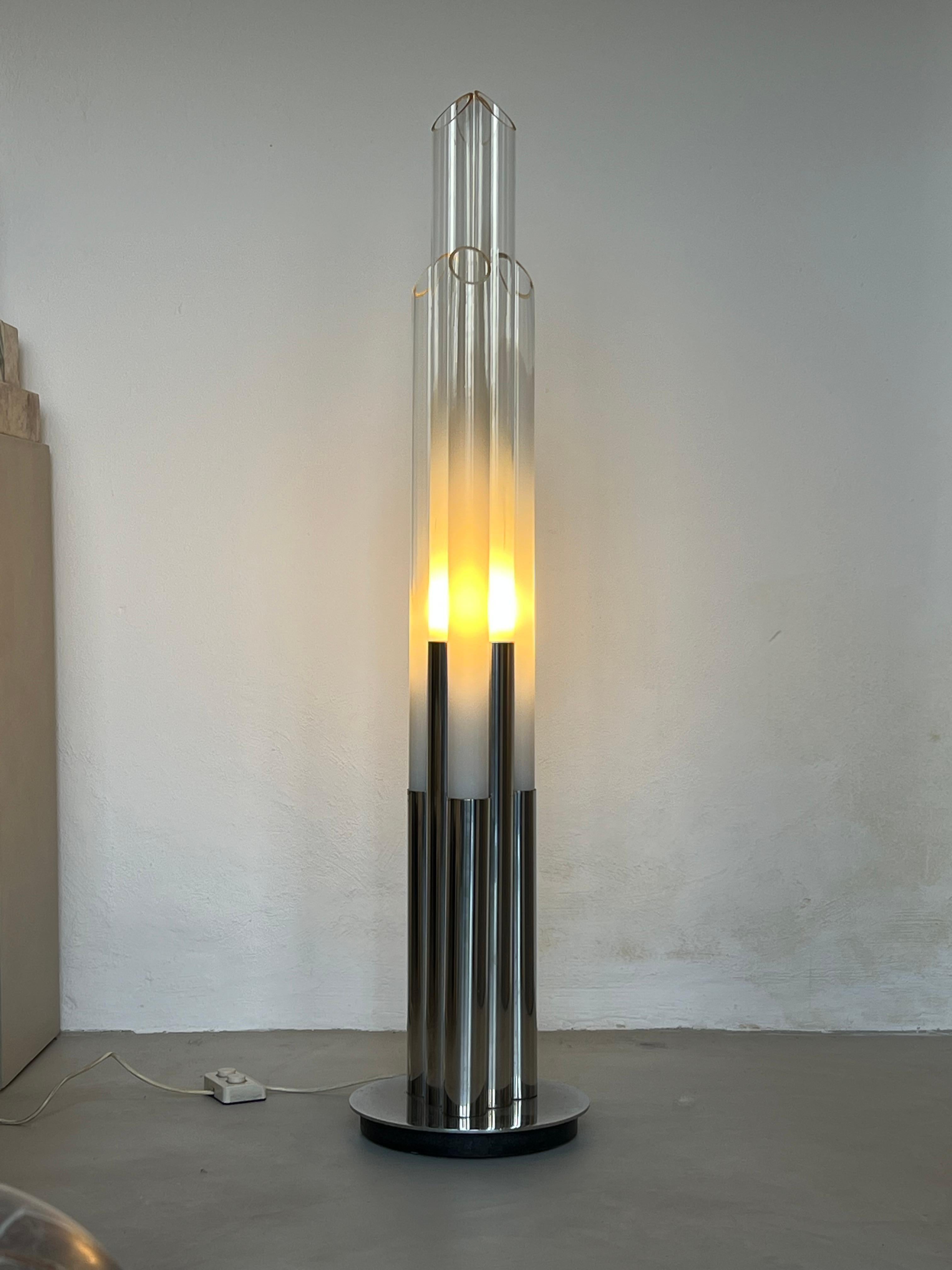 Vintage 1960s Nason, Mazzega, Murano Glass and Metal floor lamp For Sale 1