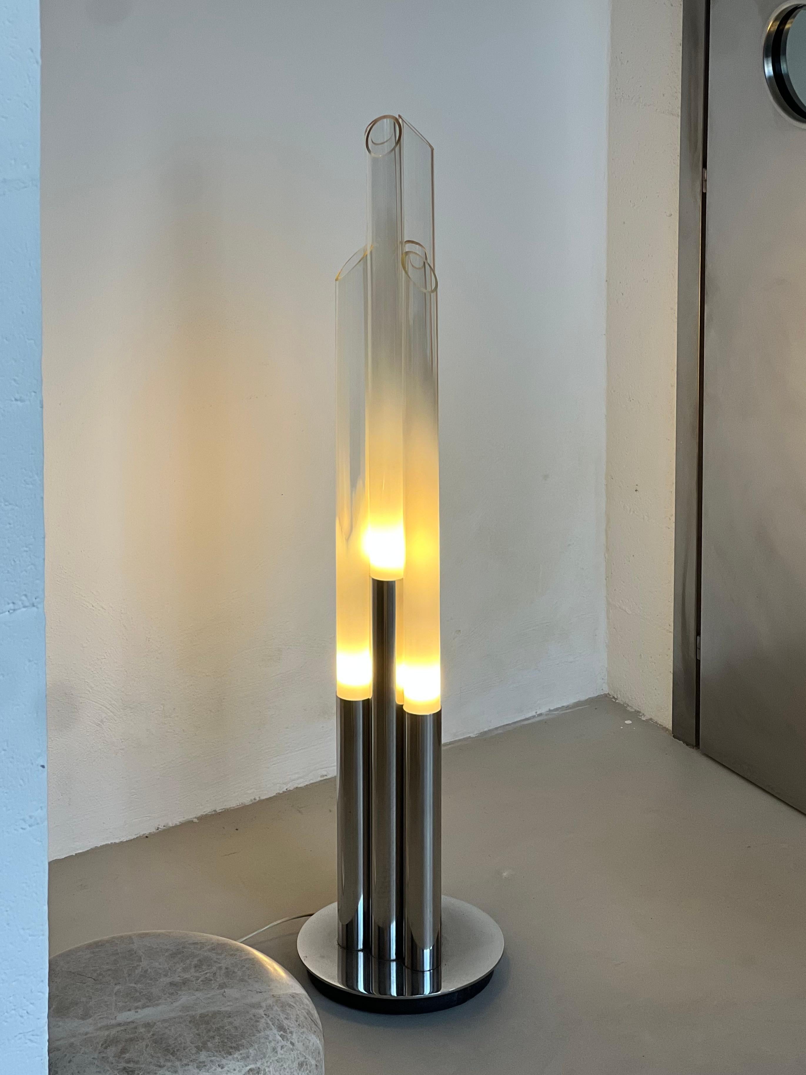 Vintage 1960s Nason, Mazzega, Murano Glass and Metal floor lamp For Sale 3