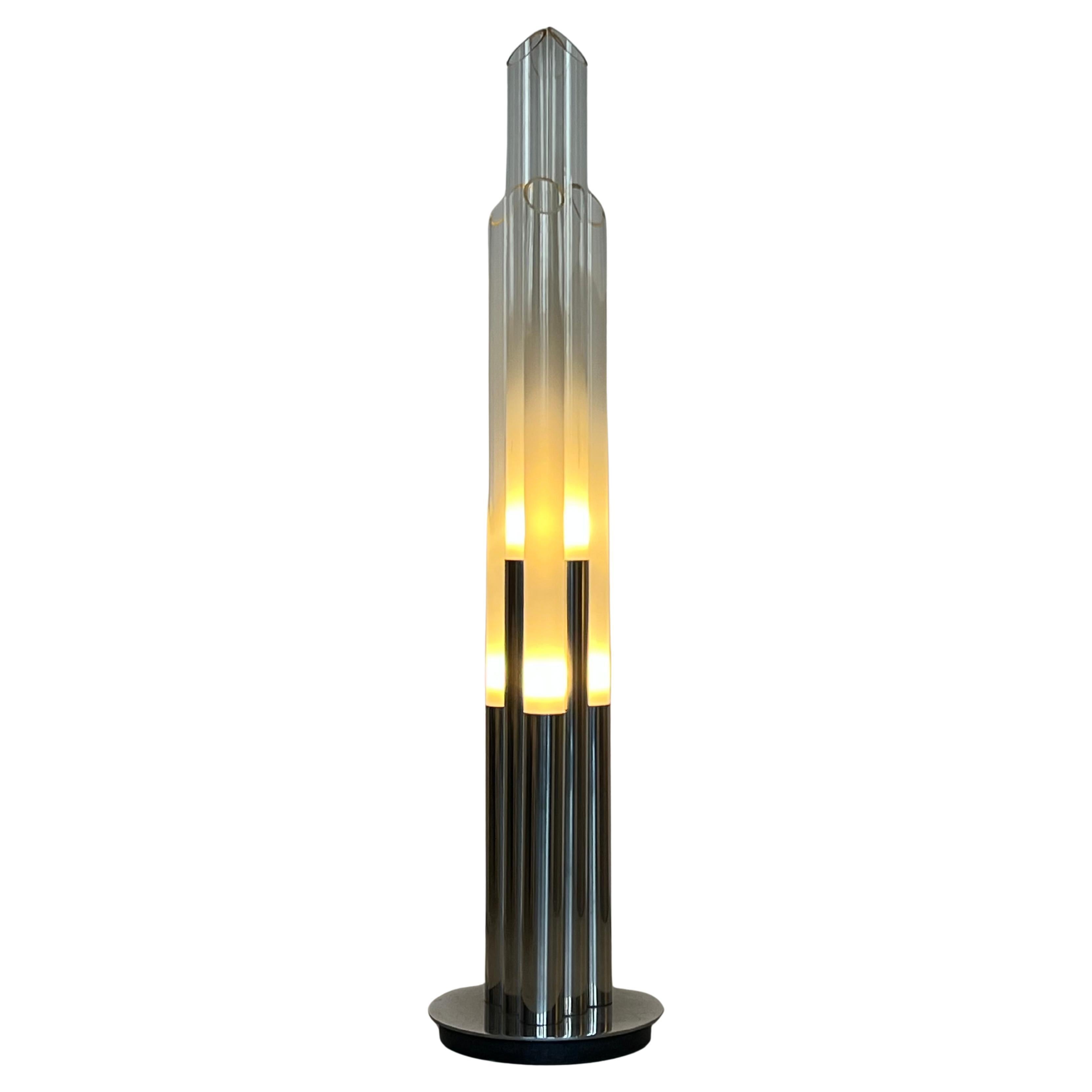 Vintage 1960s Nason, Mazzega, Murano Glass and Metal floor lamp