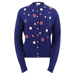 Vintage 1960s Navy Beaded Polka Dot Cardigan, Styled By Schiaparelli Paris