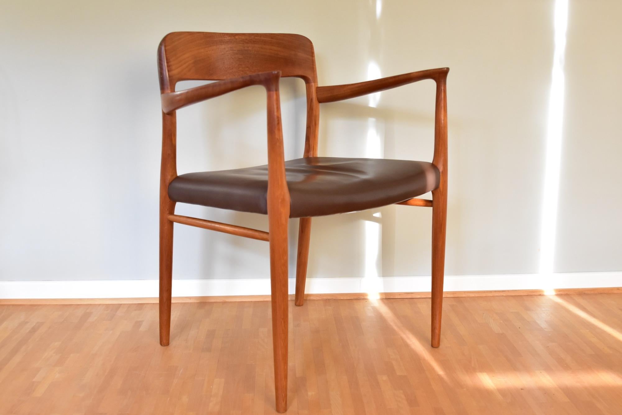 Vintage 1960s Niels Otto Møller arm chair Model 56 Teak leather by J.L. Møller   6