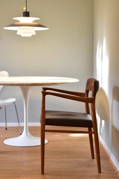 Vintage 1960s Niels Otto Møller arm chair Model 56 Teak leather by J.L. Møller