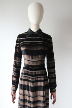 Vintage 1960's Nina Ricci Evening Dress Striped Silk Velvet Nina Ricci UK 8-10