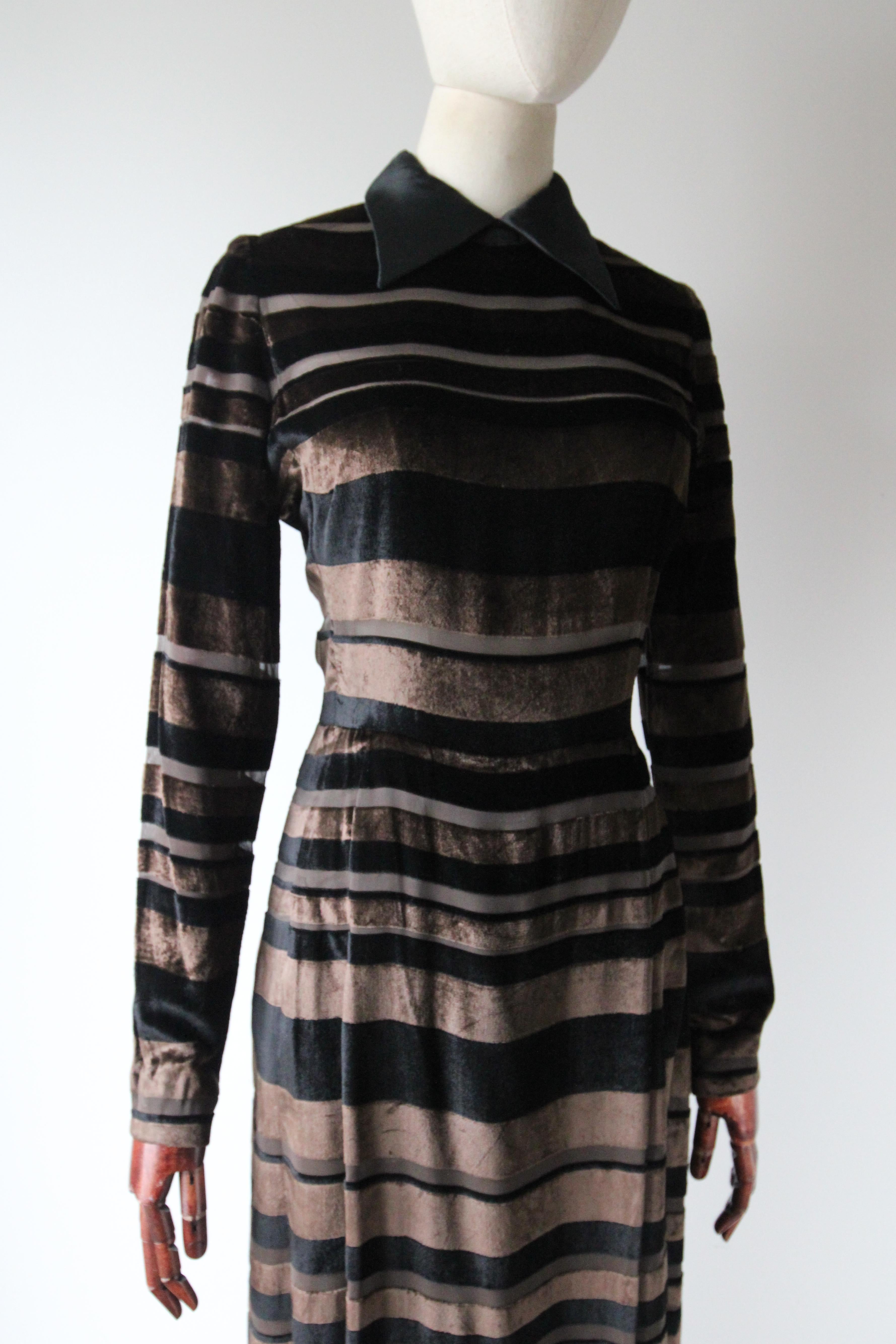 Women's Vintage 1960's Nina Ricci Evening Dress Striped Silk Velvet Nina Ricci UK 8-10 For Sale