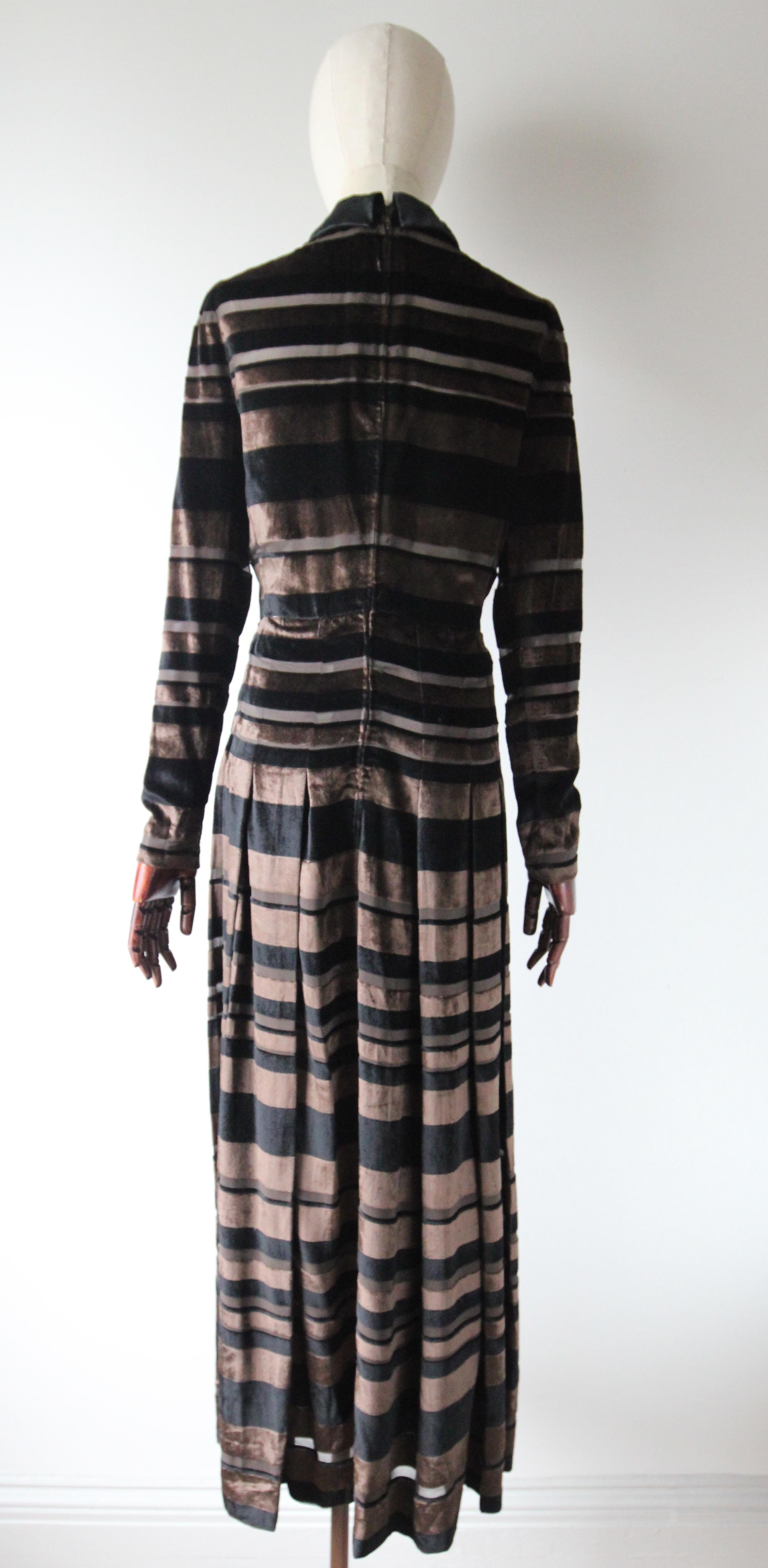Vintage 1960's Nina Ricci Evening Dress Striped Silk Velvet Nina Ricci UK 8-10 For Sale 3
