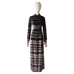 Robe de soirée Nina Ricci vintage des années 1960 en velours de soie rayé Nina Ricci GB 8-10