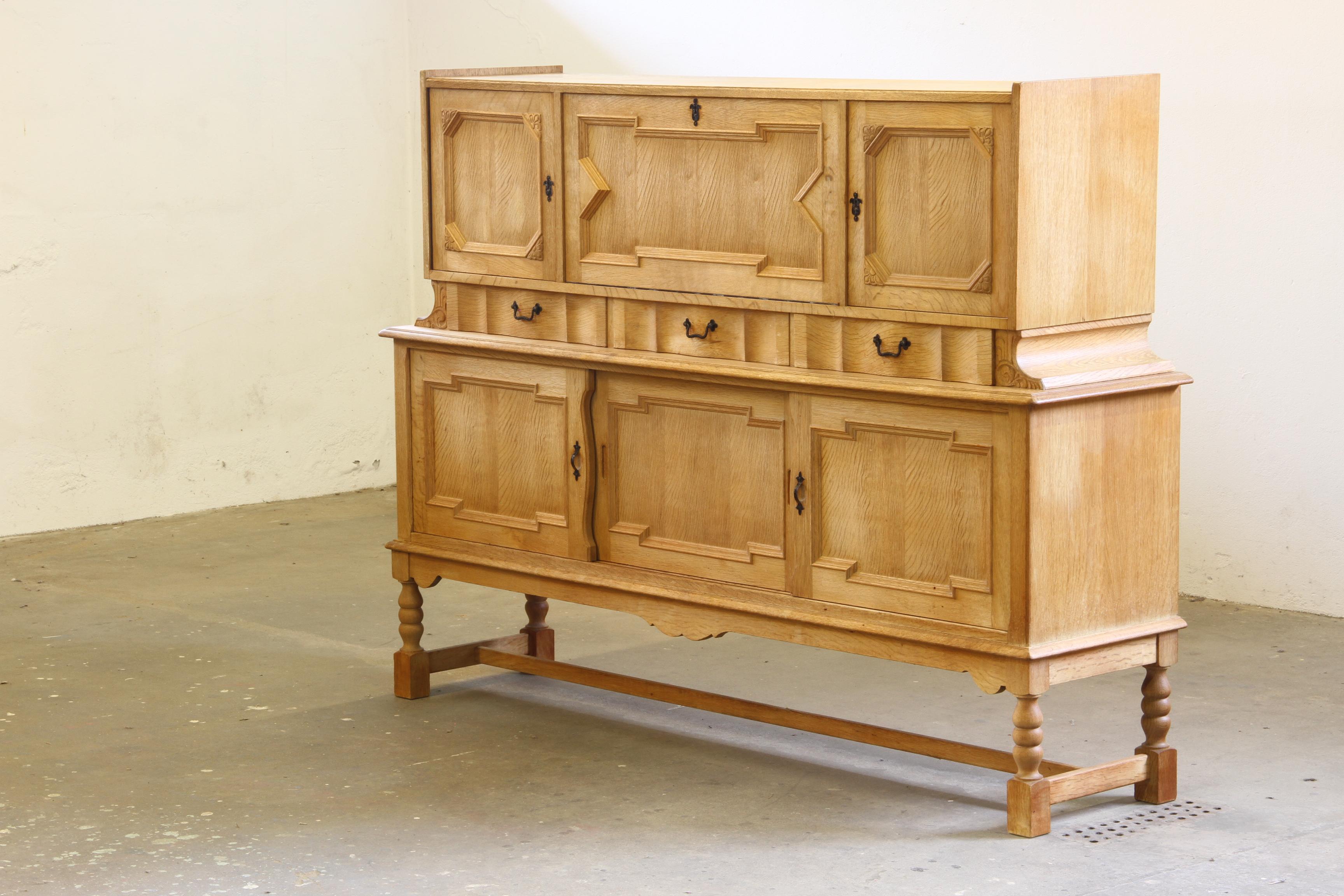 Brutalist Vintage 1960s Oak Cabinet - Cupboard Style of Danish Design Henning Kjærnulf For Sale