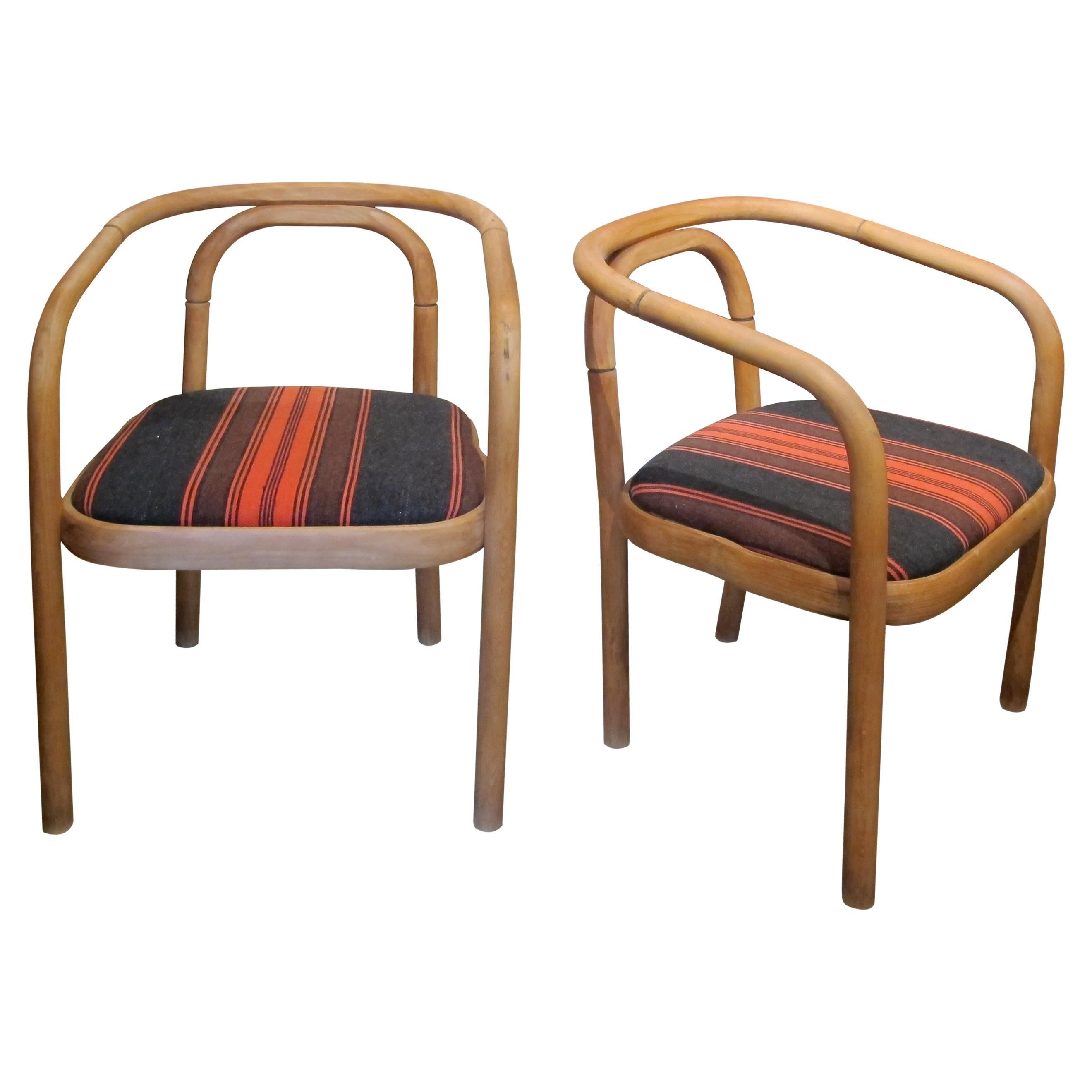 Vintage 1960s Occasional Chairs with Bentwood Frames and Striped Seats