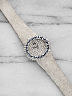 Vintage 1960s Omega De Ville 18K WG Pave Diamond Dial & Sapphire Bezel 32mm
