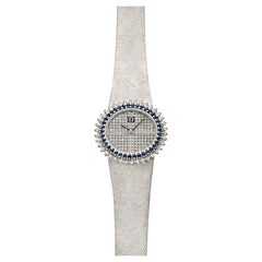 Vintage 1960s Omega De Ville 18K WG Pave Diamond Dial & Sapphire Bezel 32mm