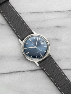 Vintage 1960s Omega Geneve 166.020 Steel Case Blue Sunburst Dial Auto 36mm