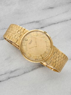Vintage 1960s Omega Geneve "UFO" 18K YG 9780 Manual Champagne Florentine 32mm