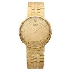 Vintage 1960s Omega Geneve "UFO" 18K YG 9780 Manual Champagne Florentine 32mm