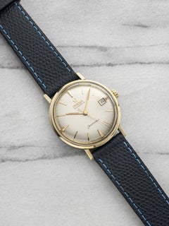 Vintage Omega Seamaster 14770 aus den 1960er Jahren, silbernes Zifferblatt mit Goldrand, Automatikwerk, 34 mm
