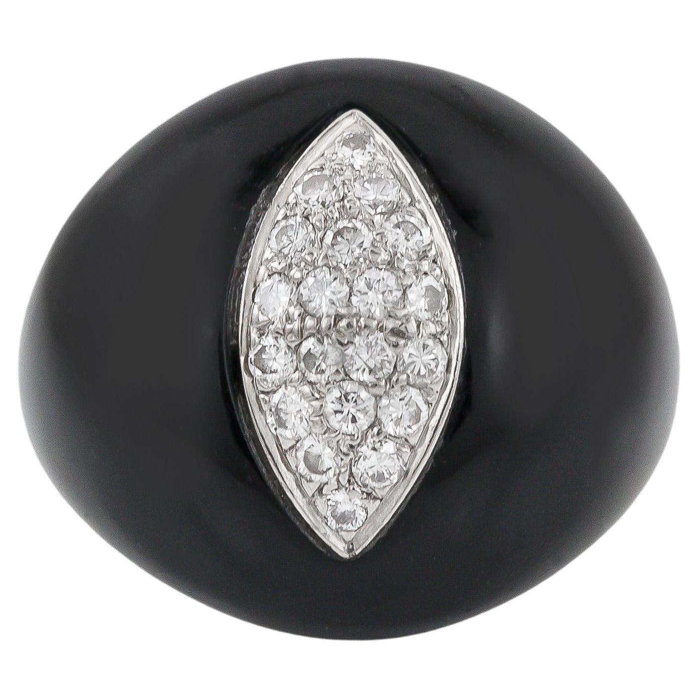 Vintage 1960s Onyx and Diamond Ring For Sale