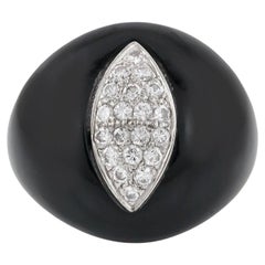 Vintage 1960s Onyx and Diamond Ring