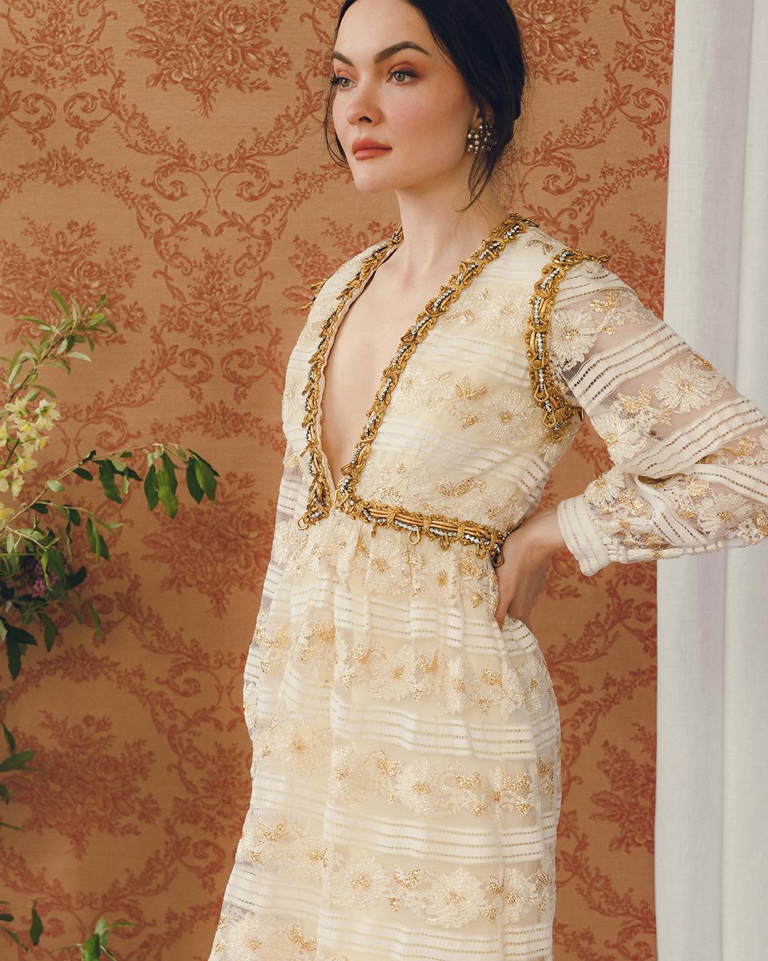 VINTAGE 1960s OSCAR DE LA RENTA EMBELLISHED LONG SLEEVE MINIDRESS For Sale 2