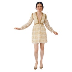 VINTAGE 1960s OSCAR DE LA RENTA EMBELLISHED LONG SLEEVE MINIDRESS