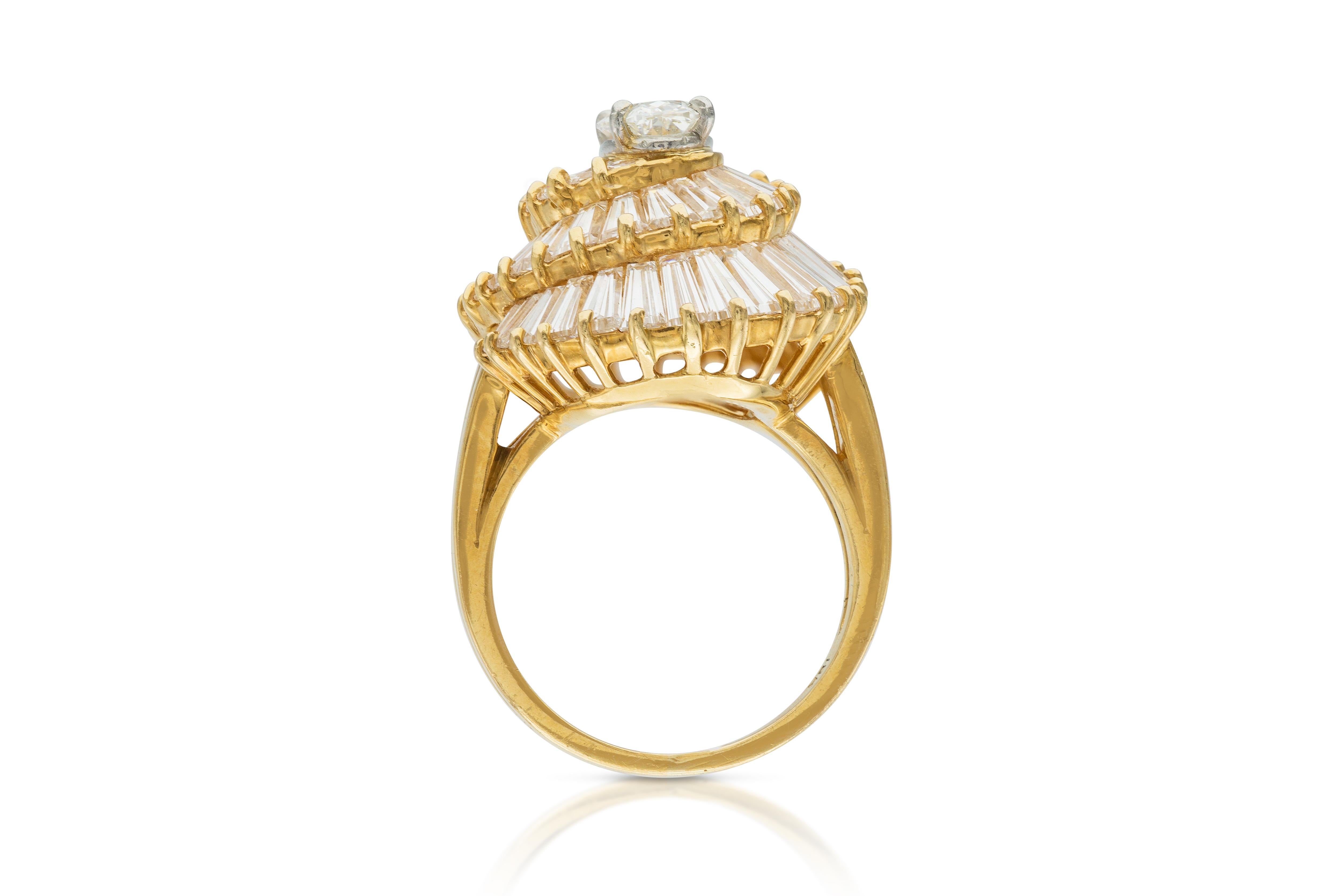 Vintage 1960s Oscar Heyman 4.96 Carat Diamond Swirl Ring In Good Condition For Sale In New York, NY