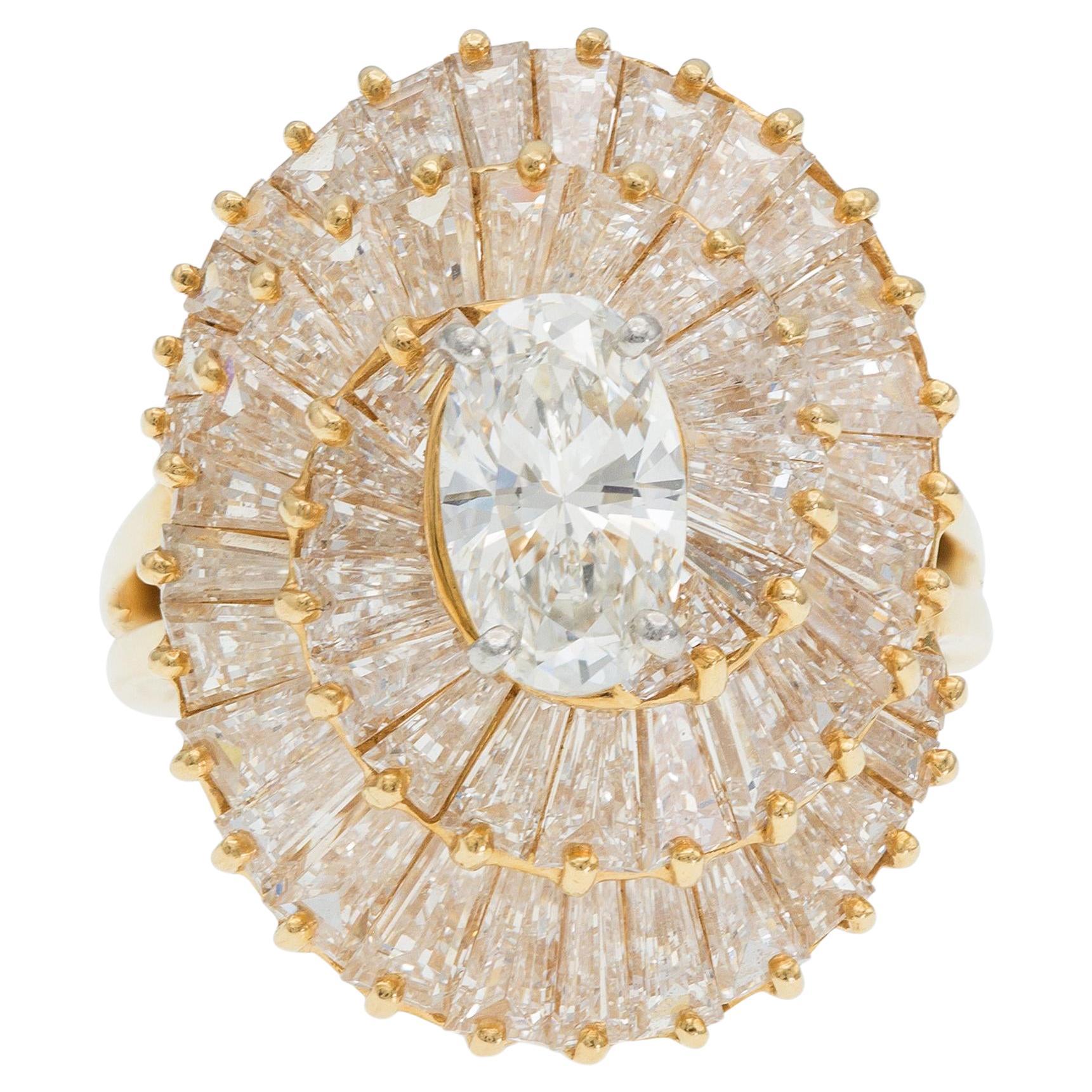 Vintage 1960s Oscar Heyman 4.96 Carat Diamond Swirl Ring For Sale