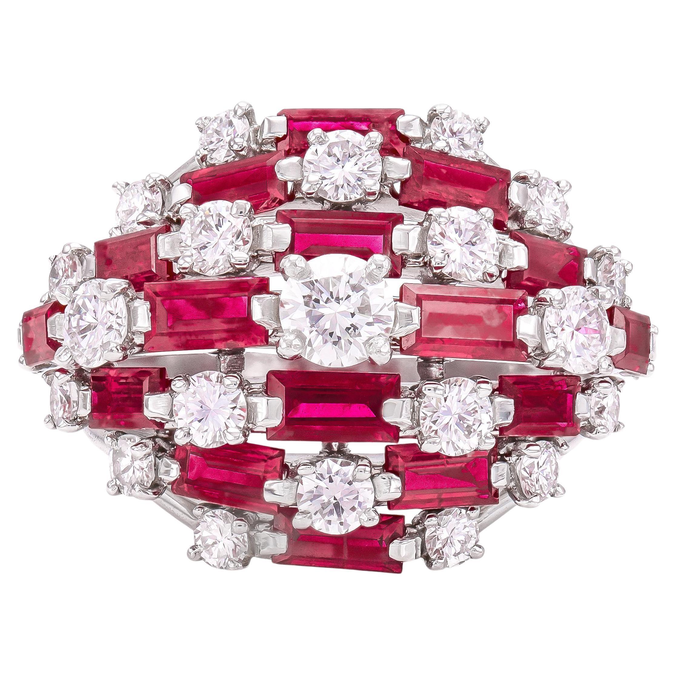 Oscar Heyman Rubin- und Diamant-Dome-Ring, 1960er Jahre