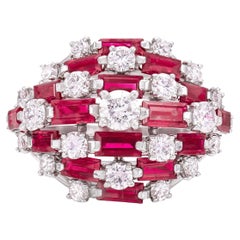 Vintage 1960s Oscar Heyman Ruby and Diamond Dome Ring