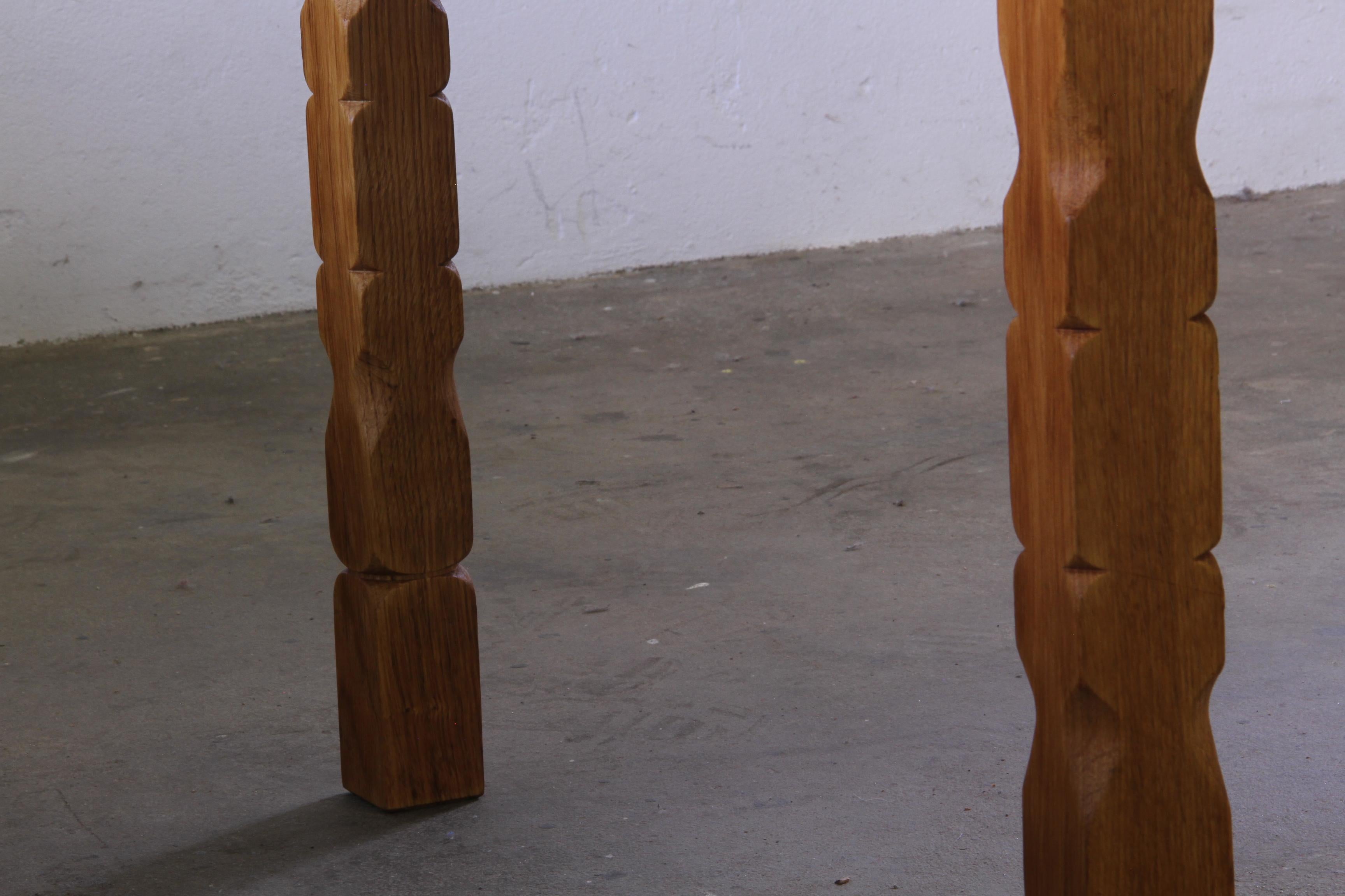 Vintage 1960s Oval Brutalist Danish Extending Oak Dining Table Style of Kjærnulf For Sale 7