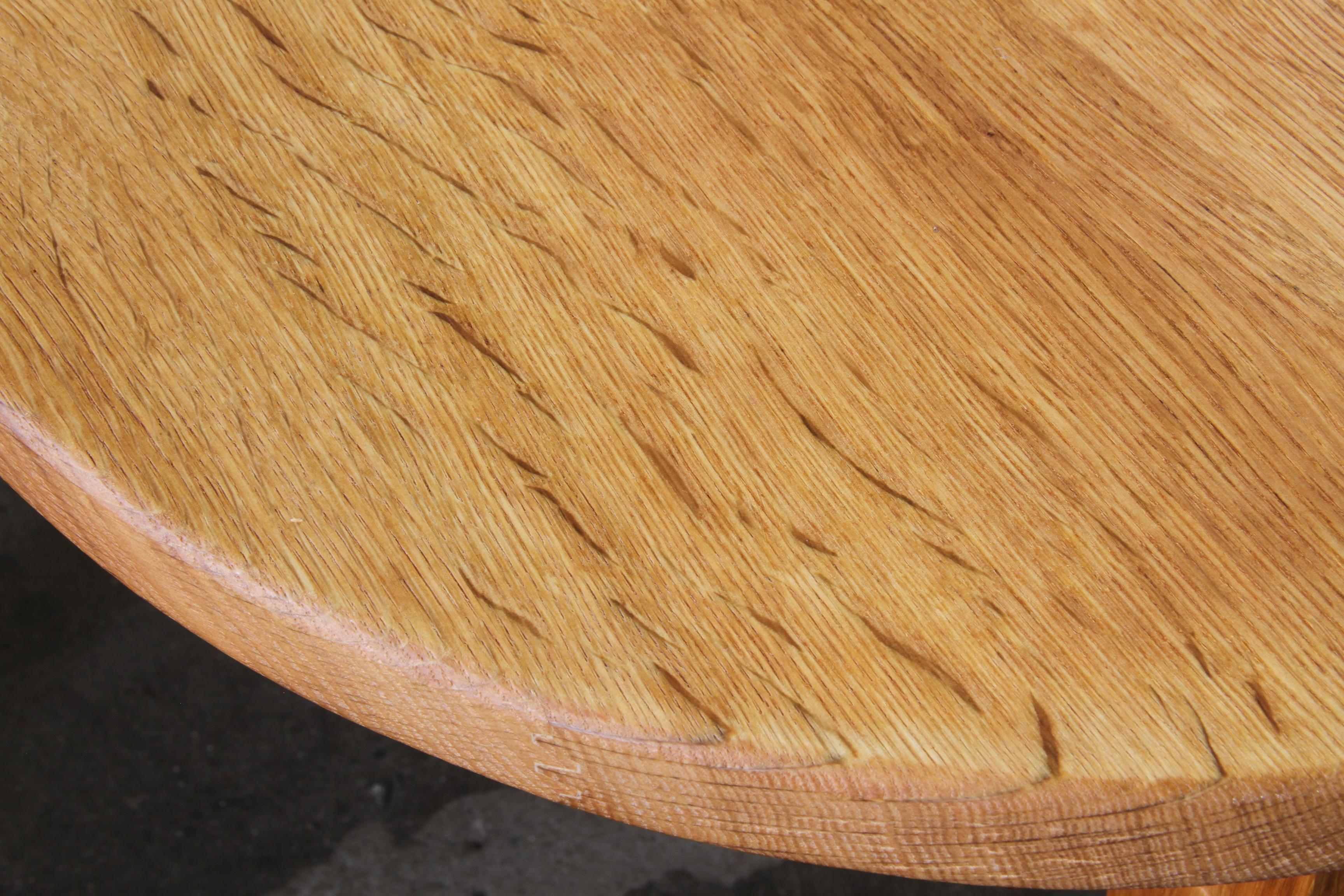 Vintage 1960s Oval Brutalist Danish Extending Oak Dining Table Style of Kjærnulf For Sale 4