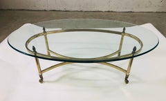 Vintage 1960s Oval Glass Table Coffee Table by Labarge