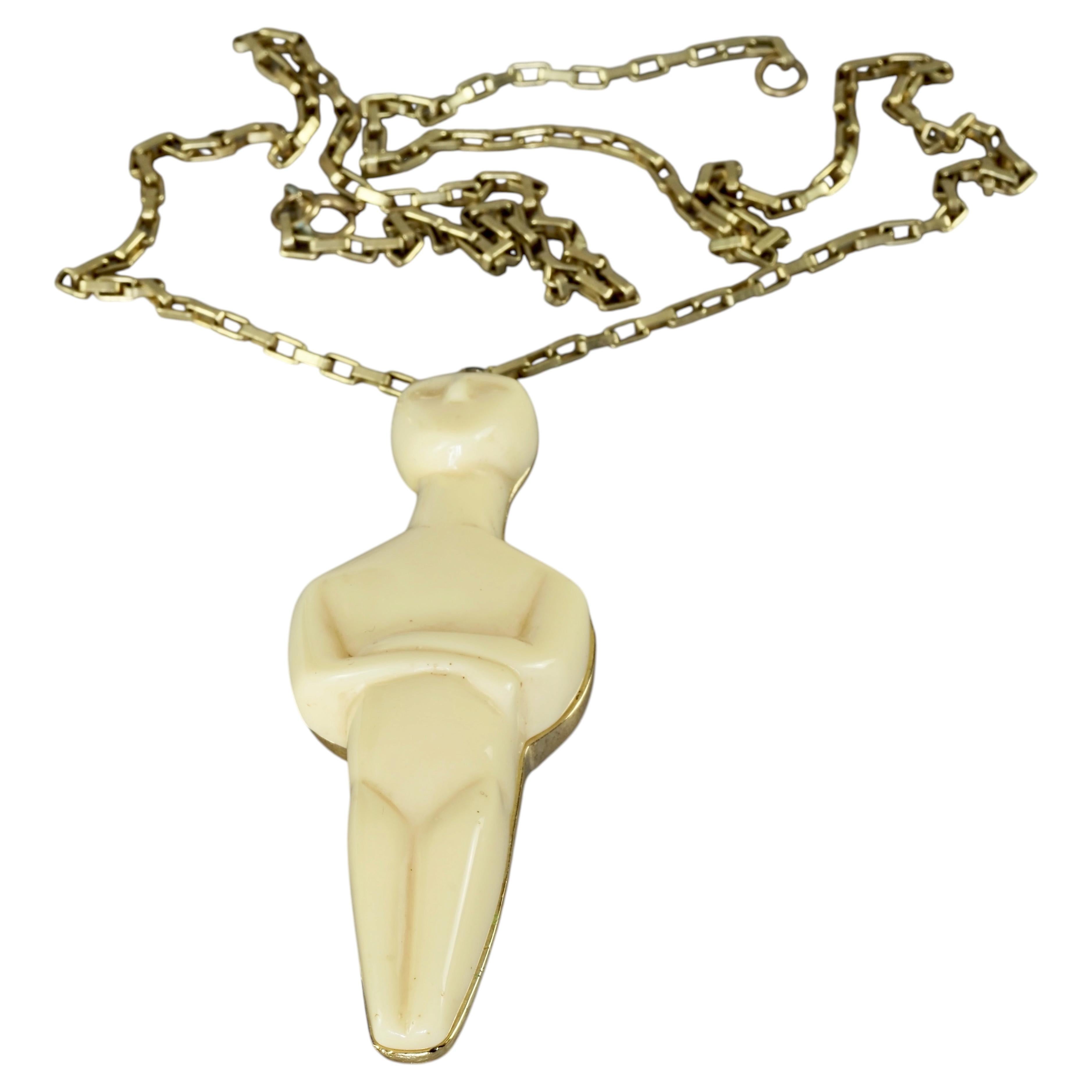 Vintage 1960s PACO RABANNE Space Age Humanoid Pendant Necklace For Sale