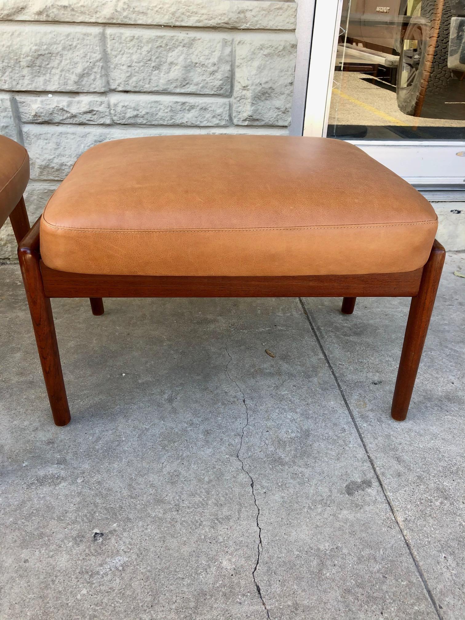 Mid-20th Century Vintage 1960s Pair of Teak Ottomans by Folke Ohlsson for DUX of Sweden