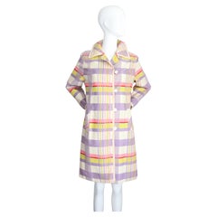 Vintage 1960's Pastel Paid Spring Coat 1960's Coat Pastel Trench Coat UK 12 US 8