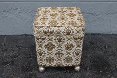 Vintage 1960's Patriot Textile Vinyl Rolling Ottoman with Storage Compartment