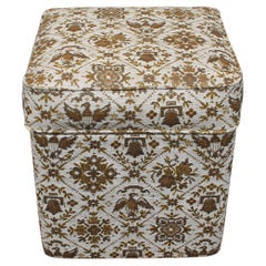 Vintage 1960's Patriot Textile Vinyl Rolling Ottoman with Storage Compartment