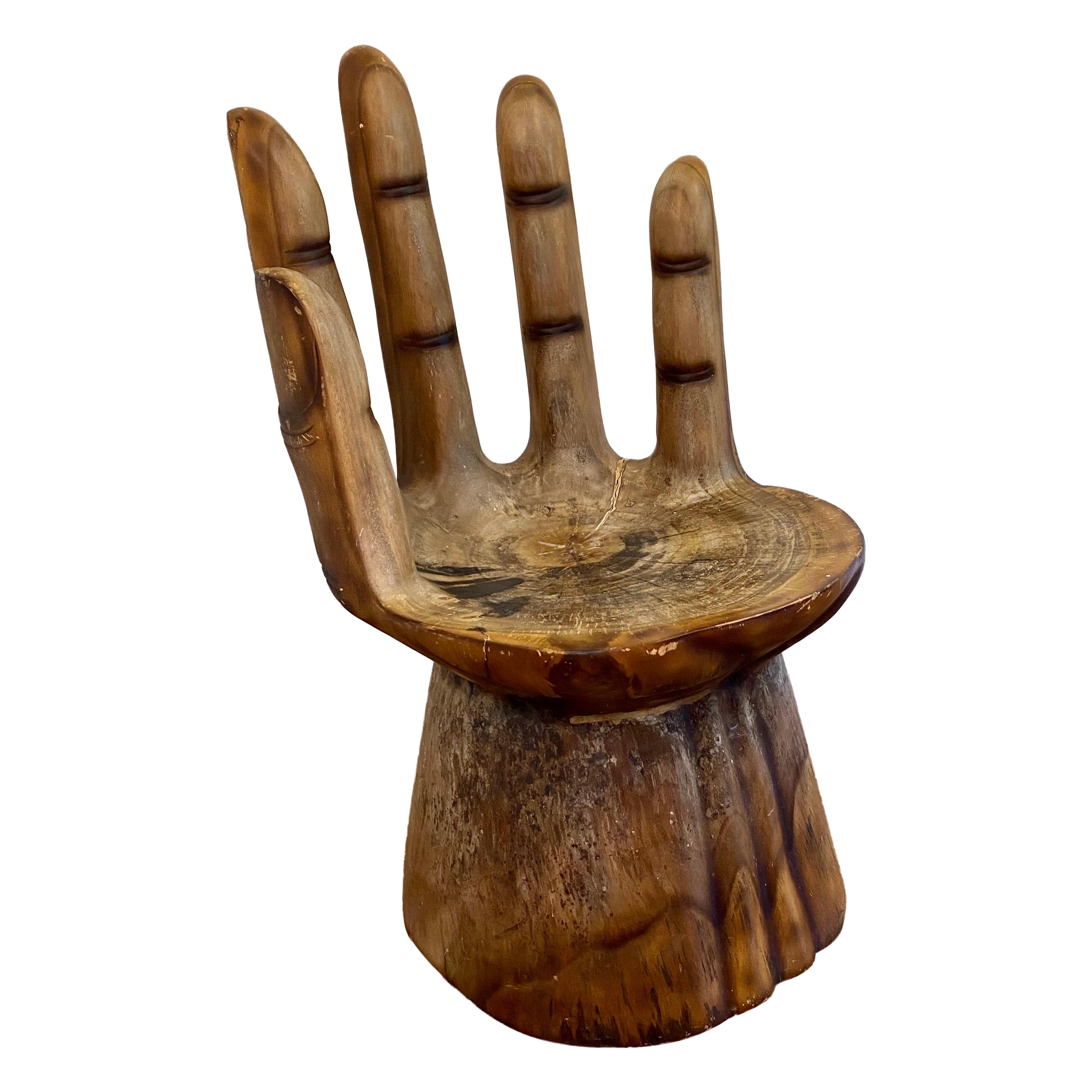 Vintage 1960s Pedro Friedberge Style Wood Hand Chair For Sale