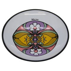 Vintage 1960's Peter Max Psychedelic Pop Art Glass Bowl