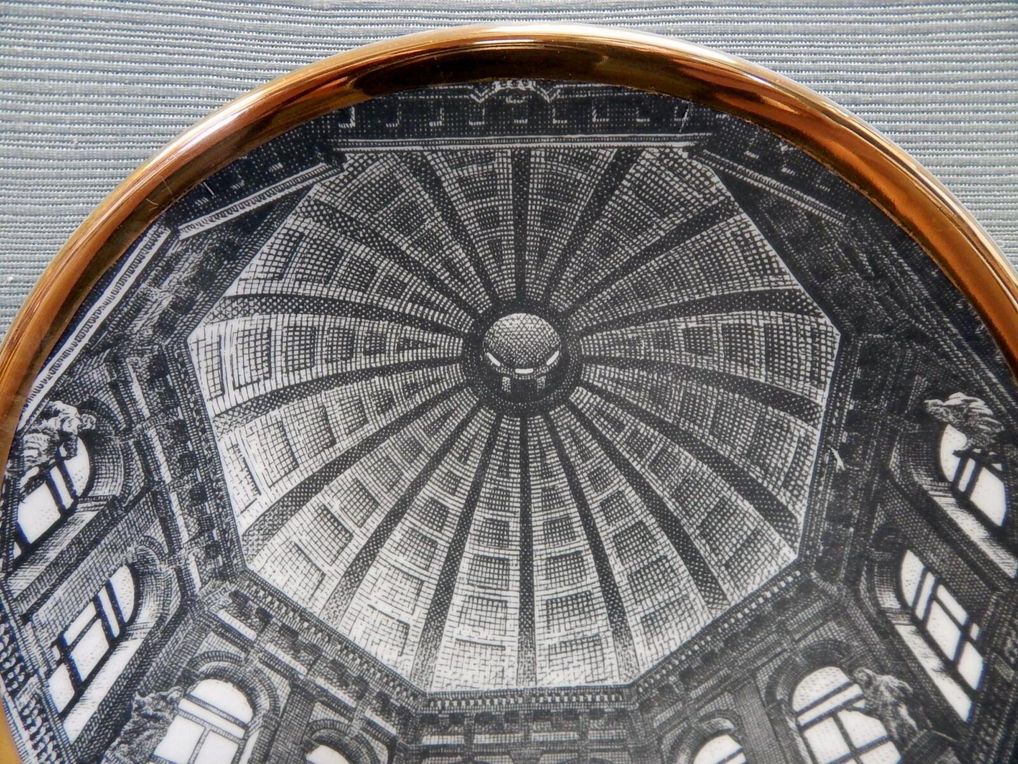 Italian Vintage 1960s Piero Fornasetti Church Dome Porcelain Plate, Cupole d'Italia