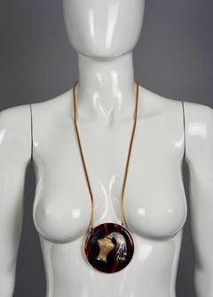 Vintage 1960s PIERRE CARDIN Aquarius Zodiac Tortoiseshell Pendant Necklace