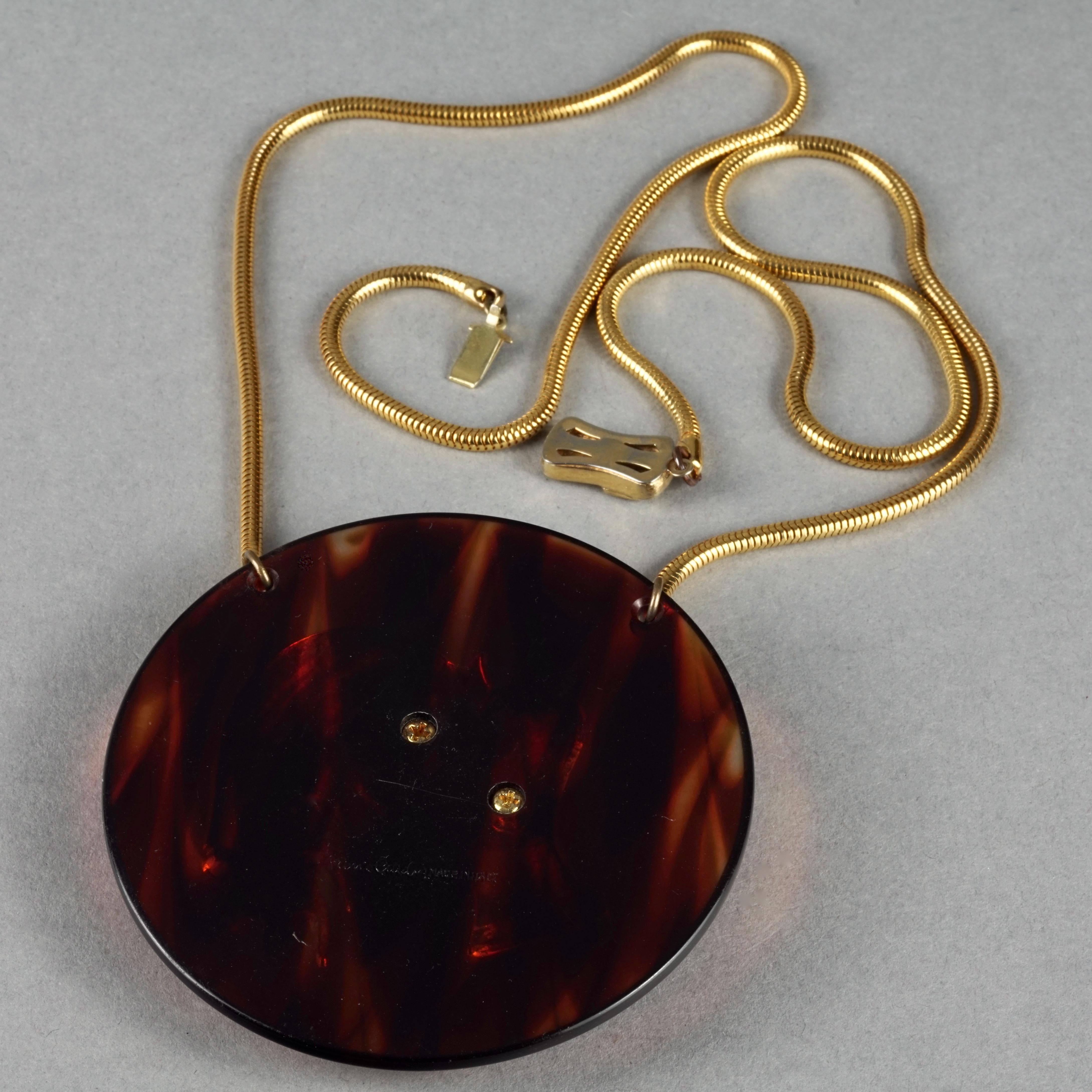 Vintage 1960s PIERRE CARDIN Aquarius Zodiac Tortoiseshell Pendant Necklace 2