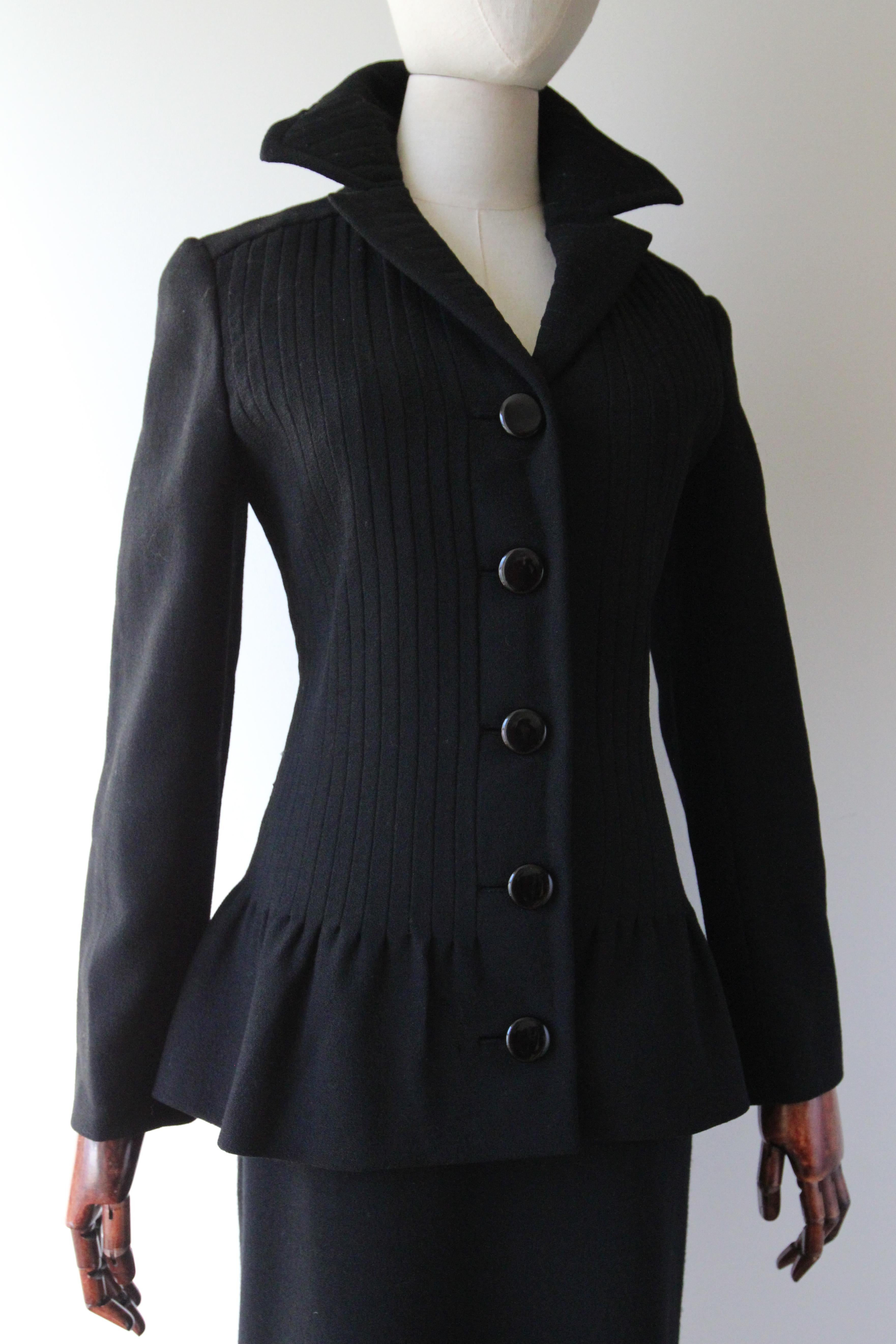 Women's Vintage 1960's Pierre Cardin Ladies Skirt Suit Pleated Wool Suit UK 12 US 8 For Sale