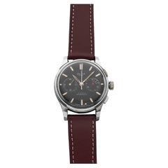 Vintage 1960s Pilot's Chronograph Steel Manual Black Dial 39mm