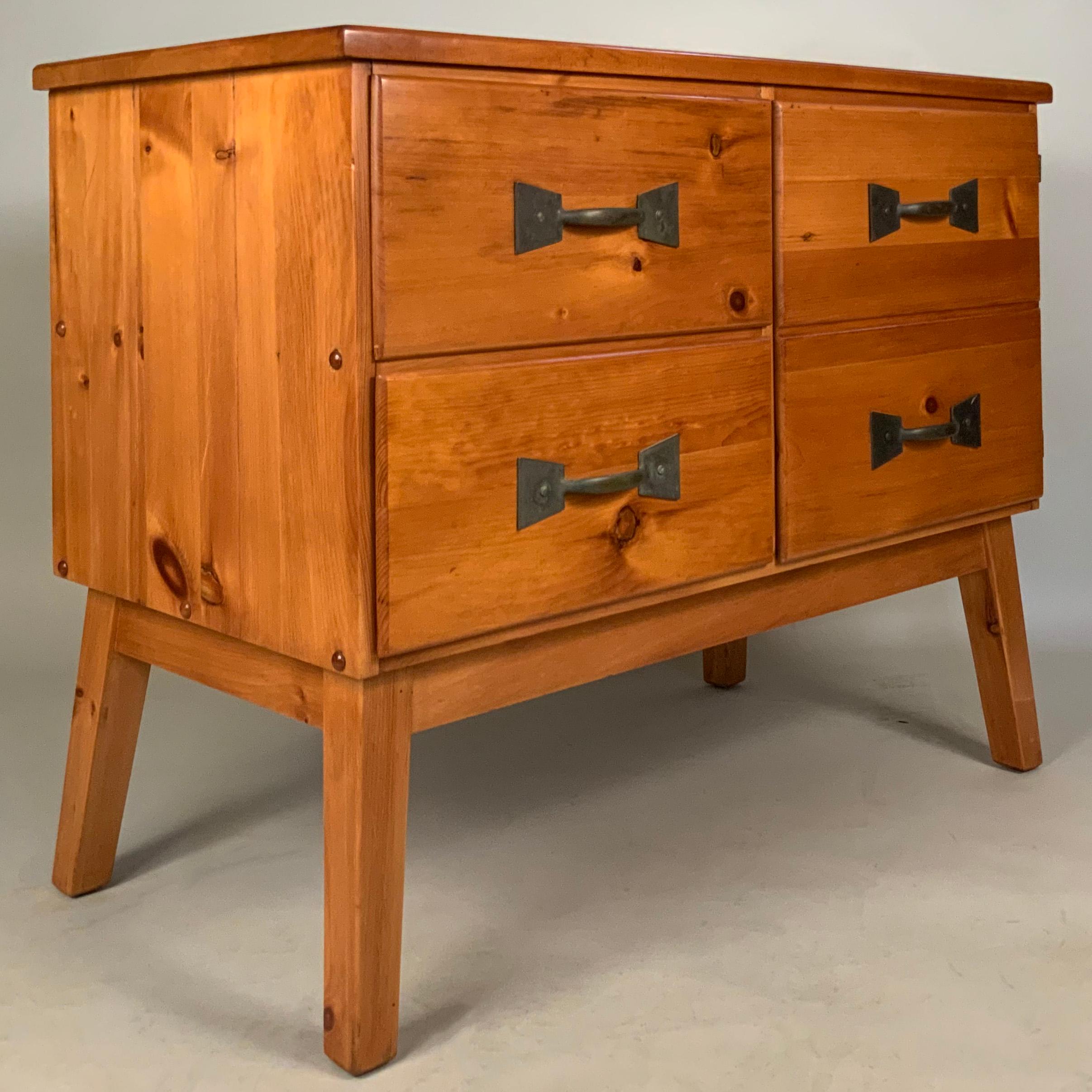 Mid-20th Century Vintage 1960s Pine Chest Cabinet by Habitant