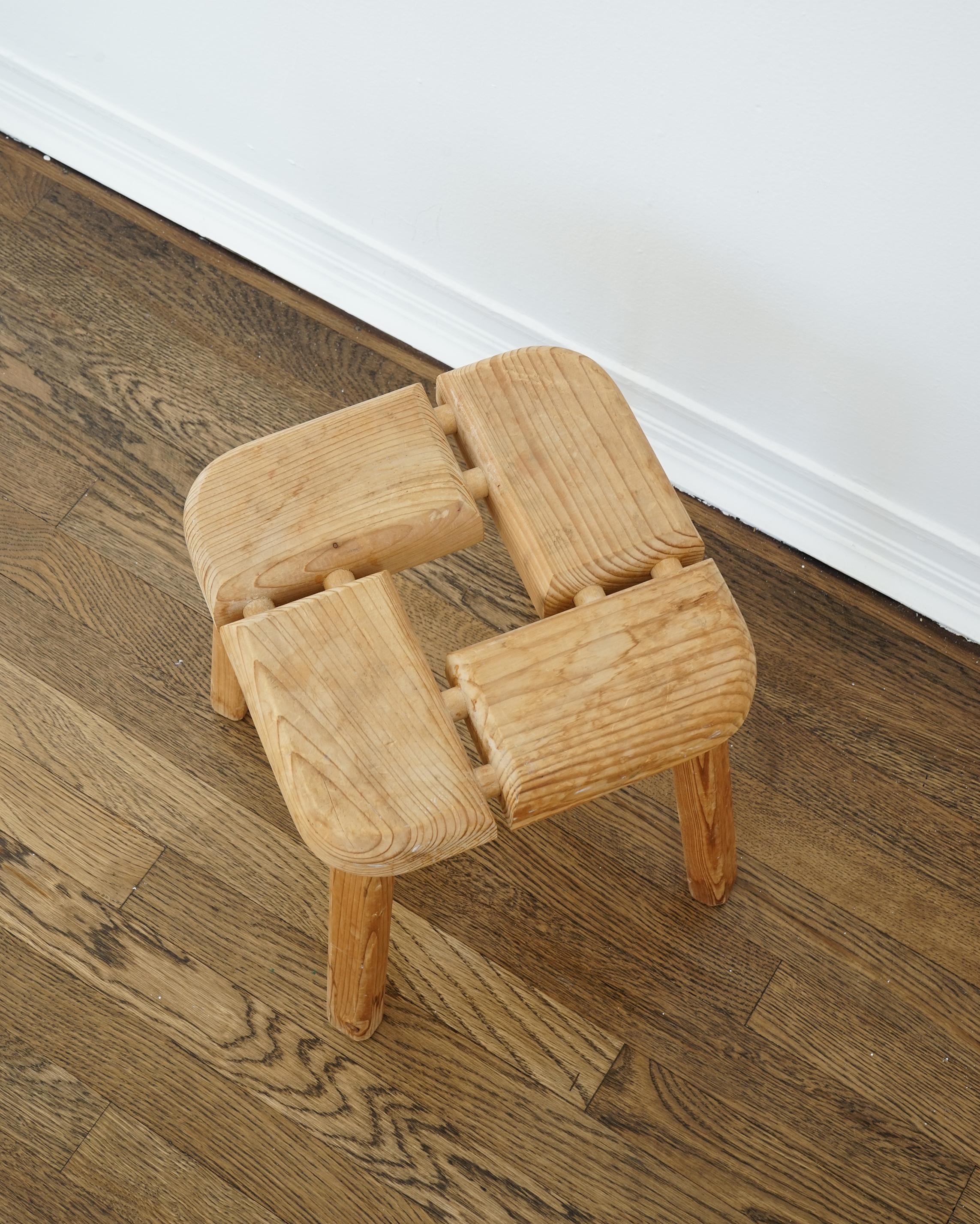 Finnish Vintage 1960's Pine Wood Stool, Olof Ottelin, Finland, Mid-Century For Sale