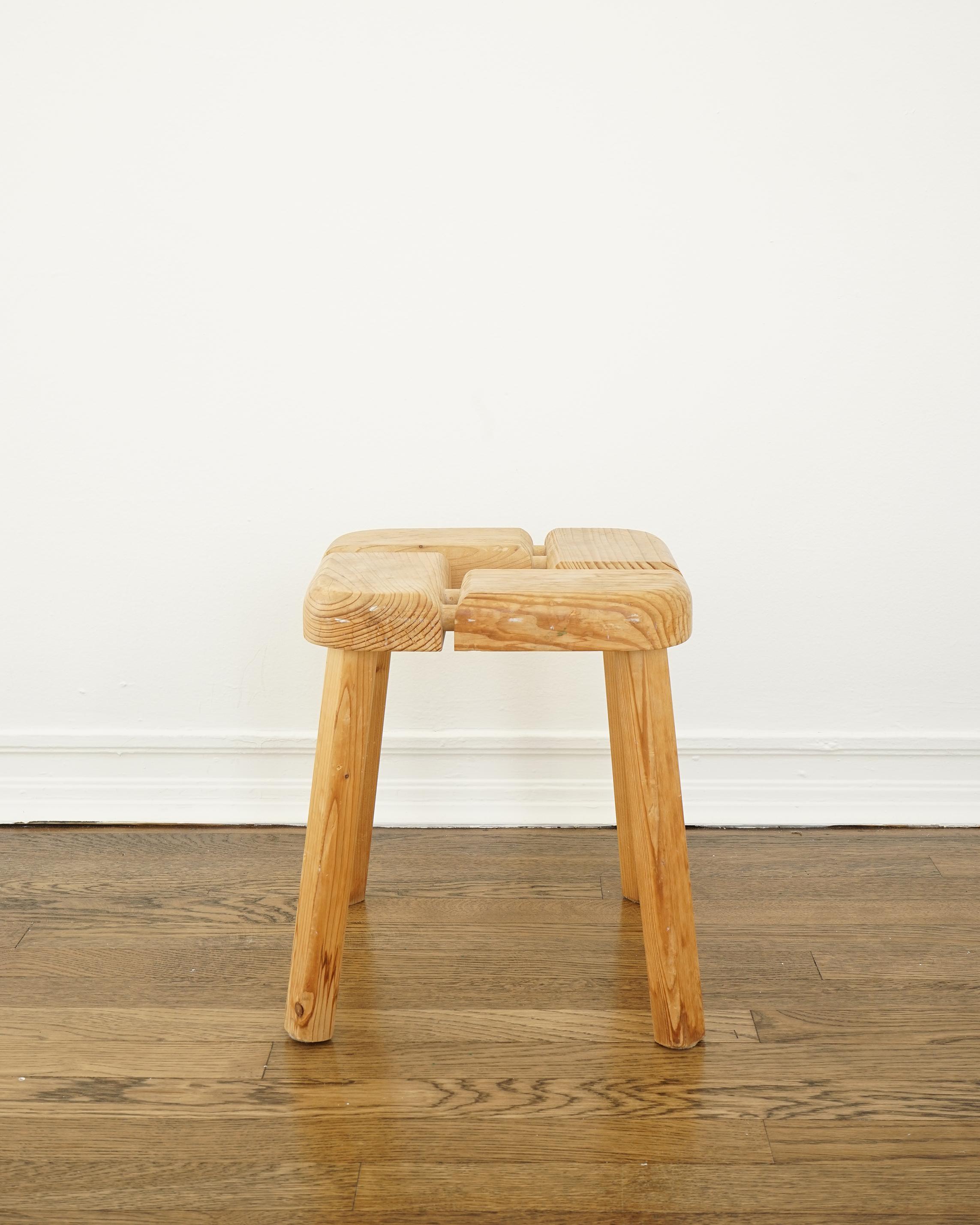 Mid-20th Century Vintage 1960's Pine Wood Stool, Olof Ottelin, Finland, Mid-Century For Sale