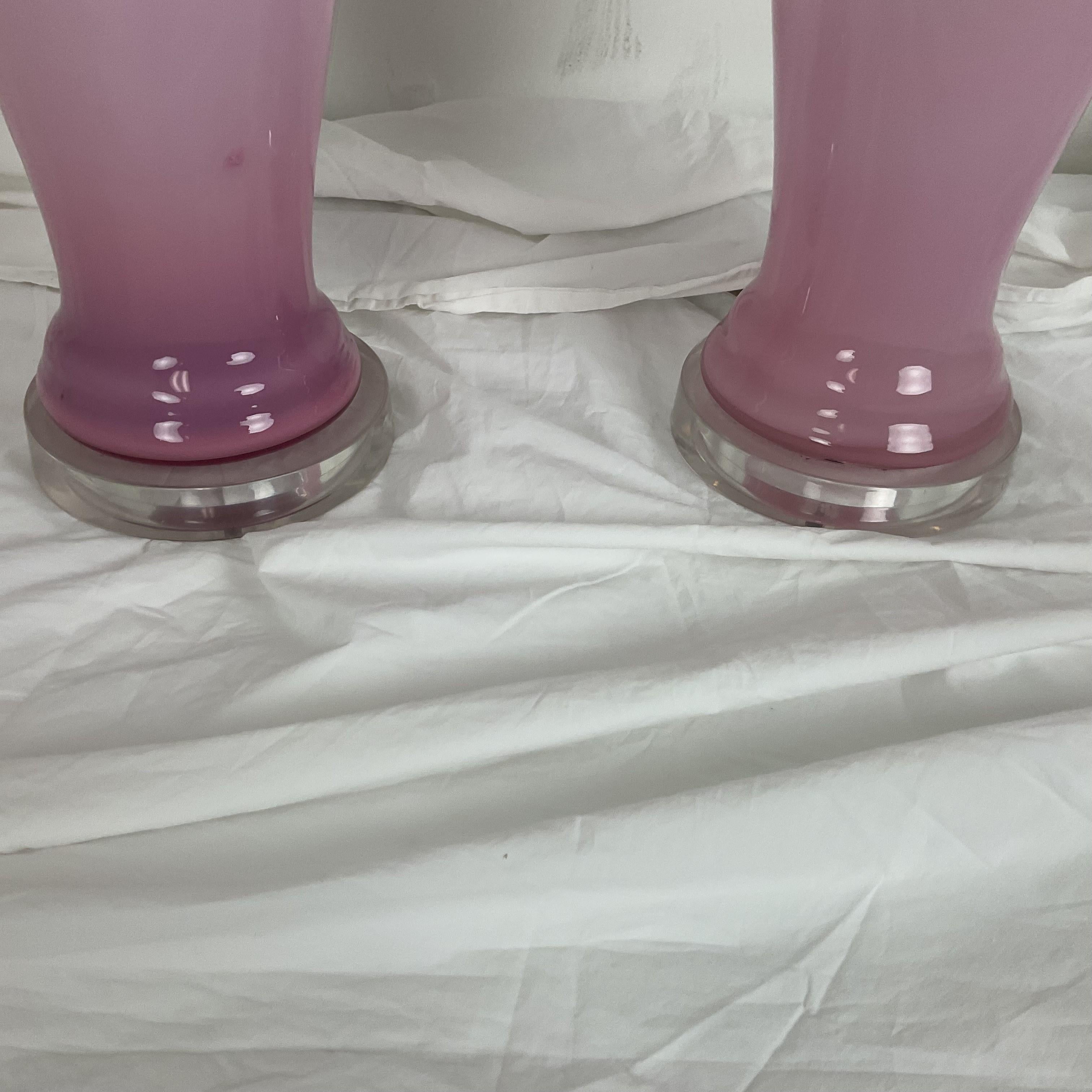 Italian Vintage 1960's Pink Murano Glass Table Lamps For Sale