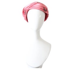 Vintage 1960's pink satin turban 1960s pink turban hat beaded cocktail hat