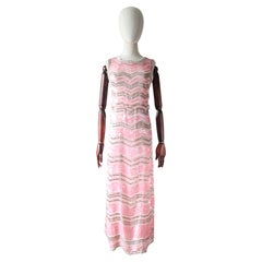Vintage 1960's Pink Sequin Peal Silk Organza Column Dress Cocktail Dress UK 8-10